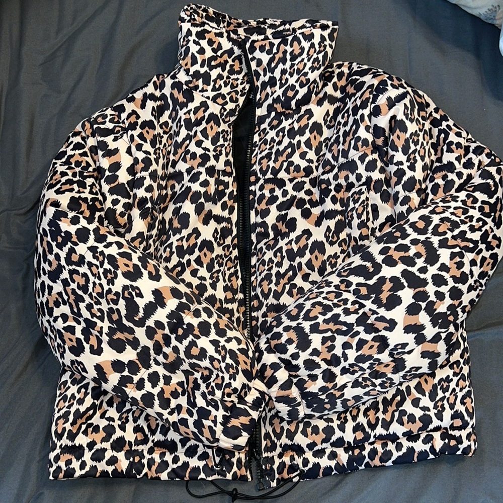 Cheetah print puffer jacket